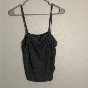 White and black striped crop top